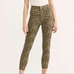 Free People Skinny Stretch Jean Leopard Tan Black 31